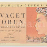 Csehszlovákia 1949. 20K három perforált lyuk '080330 B 39' T:UNC / Czechoslovakia 1949. 20 Korun with 3 perforated holes '080330 B 39' C:UNC Krause P#70