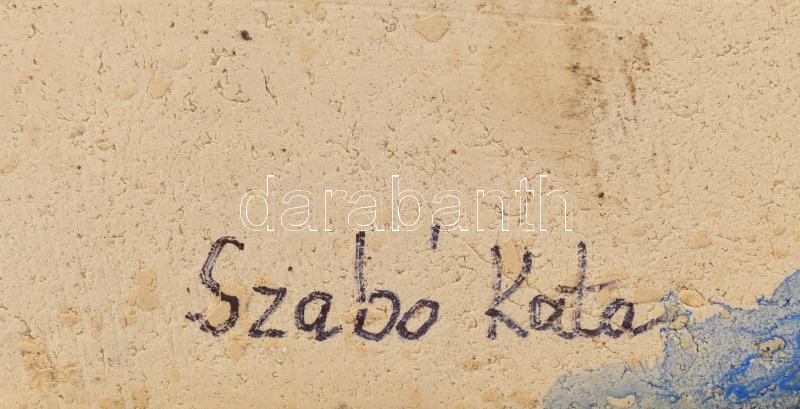 Szabó Kata: Vitorlás. Kerámia fali dísz, jelzett, hibátlan, 8x16 cm - Image 3