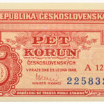 Csehszlovákia 1949. 5K három perforált lyuk 'A 12 225832' T:UNC / Czechoslovakia 1949. 20 Korun with 3 perforated holes 'A 12 225832' C:UNC Krause P#68