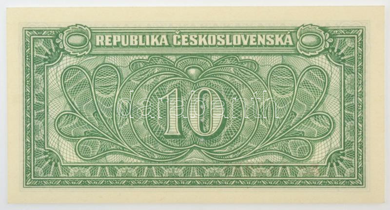 Csehszlovákia 1950. 10K három perforált lyuk 'Bc 103984' T:UNC / Czechoslovakia 1950. 10 Korun with 3 perforated holes 'Bc 103984' C:UNC Krause P#69 - Image 2