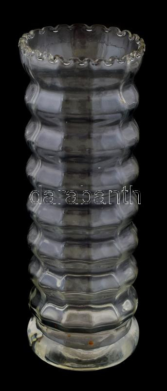 Art Deco üveg váza, jelzés nélkül, hibátlan, m: 20 cm