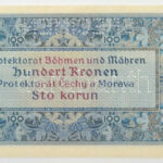 Német Harmadik Birodalom / Cseh-Morva Protektorátus 1940. 100K első kiadás, 'SPECIMEN' perforációval, 'S. 29 B 850966' T:AU / German Third Reich / Protectorate of Bohemia and Moravia 1940. 100 Korun first issue, with 'SPECIMEN' perforation, - Image 2