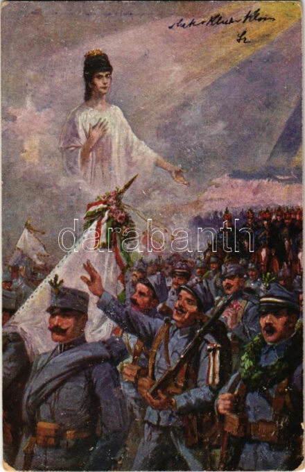 Büszke vagyok magyarjaimra! A m. kir. honvédelmi minisztérium hadsegélyező hivatala kiadása / WWI Austro-Hungarian K.u.K. military art postcard, patriotic propaganda, support fund (kopott sarkak / worn corners)