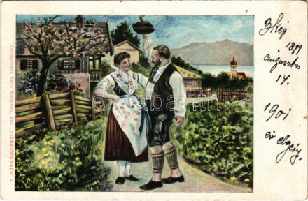 Verlagshaus Salis München, Ser. 'Liebeswerben' 6. / German folklore, romantic couple