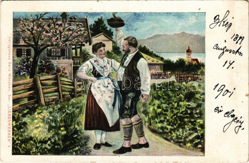Verlagshaus Salis München, Ser. 'Liebeswerben' 6. / German folklore, romantic couple