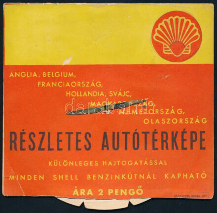 1940 Shell reklám kártya forgatható távolságmérővel / Shell advertising with mechanic distance meter