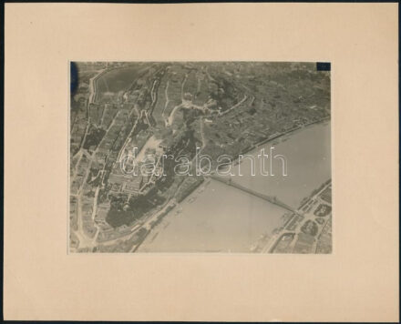 cca 1920 2 db Budapesti légi felvétel 12x1+6 cm kartonon Hősök tere, Városliget
