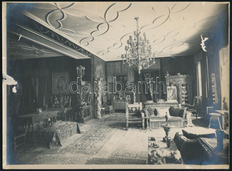 1910 gr Endrődy Sándor vépi kastélyának enteriőr fotói 4 db 24x16 cm megjelentek az Élet c. újságban - Image 2
