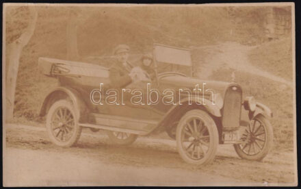 1925 Chevrolet autós kirándulás pár kutyával fotólap 14x9 cm