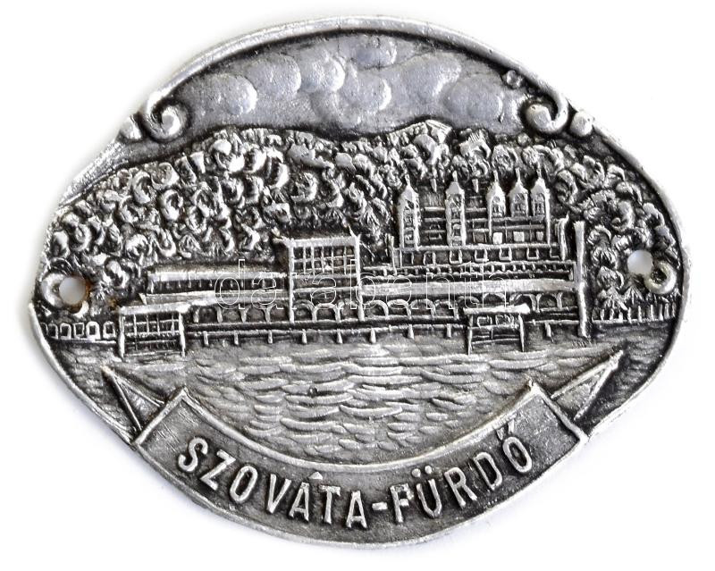 Szováta-fürdő (Băile Sovata), Erdély, fém túrabot jelvény, 1930-1940 körül, 3,5x3 cm