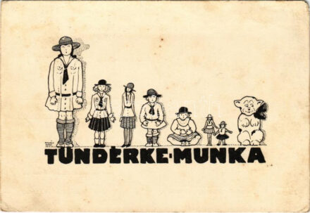 1933 Tündérke munka. Magyar Cserkészleány Szövetség kiadása / Hungarian girl scout art postcard s: Molnár R. (EM)