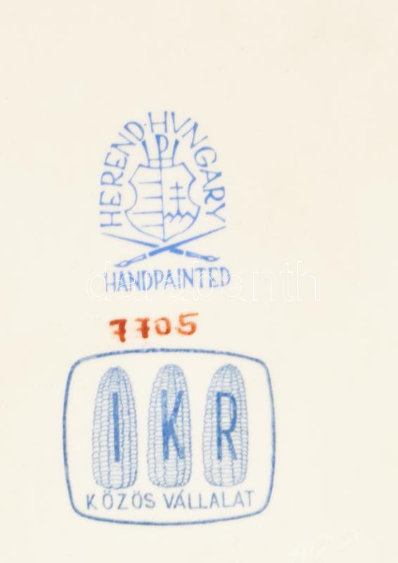 Herendi IKR Közös Vállalat, kukoricás tálka, jelzett, kopásokkal, 13,5x9,5 cm - Image 2