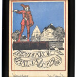 Kós Károly (1883-1977): Véndiákok bálja, Linómetszet, papír, útolagos jelzéssel. Üvegezett keretben 12x16 cm - Image 2