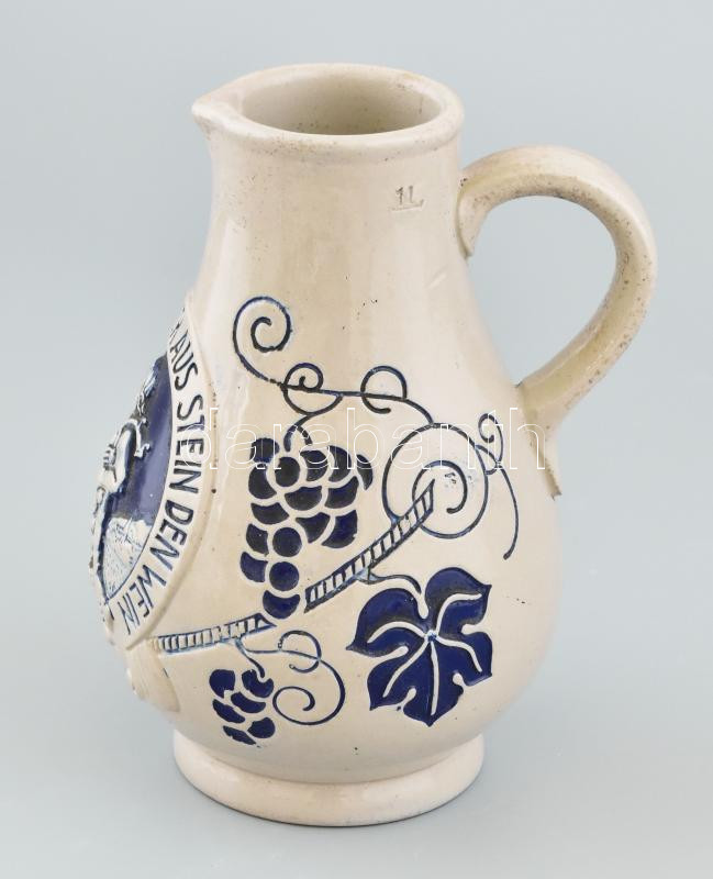 Kerámia boros kancsó, jelzett, kopott, m: 24 cm - Image 2