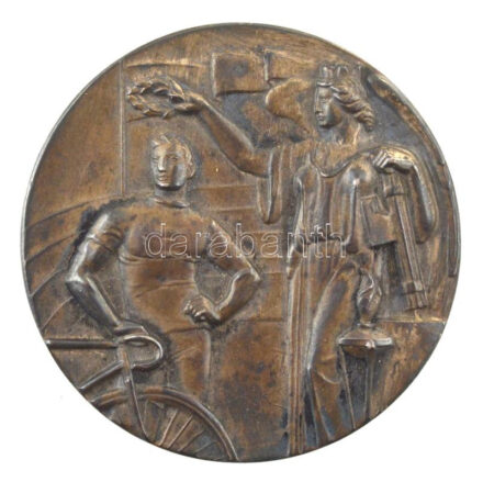 Olaszország ~1930. 'Olasz Kerékpáros Szövetség' kétoldalas, jelzett Ag díjérem eredeti, de sérült dísztokban (41,50g/0.800/44mm) T:AU patina / Italy ~1930. 'Italian Cycling Federation' two-sided, hallmarked Ag award medal in original,