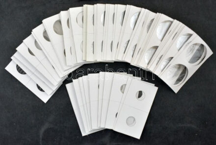 ~100 darab ablakos érmetartó tok, 17,5mm - 42mm közti méretű érmék számára, újszerű állapotban