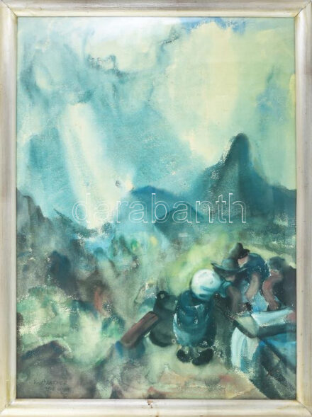 Blattner Géza (1893-1967): Savoie, Franciaország, 1928. Akvarell, papír, jelzett, kopott keretben, 44x60 cm / Géza Blattner (1893-1967): Savoie, France, 1928. Watercolour on paper, signed, framed, 44x60 cm