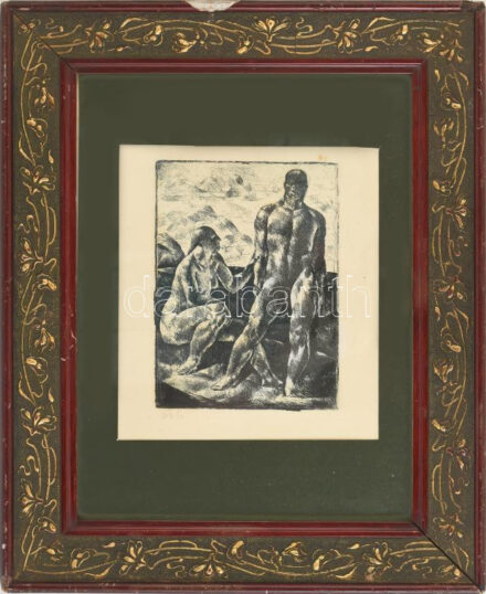 Tarjáni Simkovics Jenő (1895-1995): Szerelem. Rézkarc, papír, jelzés nélkül, keretben, 18x13 cm