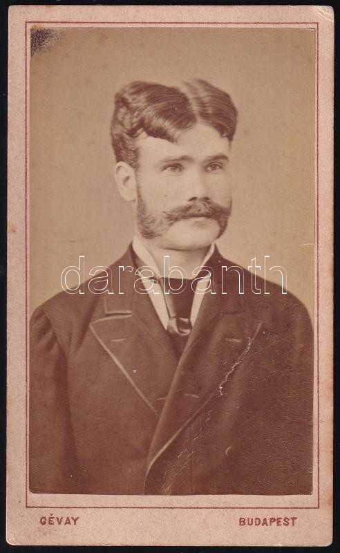 cca 1880 Férfiportré, keményhátú fotó Gévay budapesti műterméből, 10,5×6,5 cm