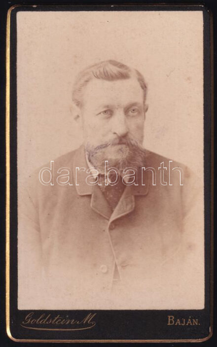 cca 1885 Binder János, keményhátú fotó Goldstein Márk bajai műterméből, 10,5×6,5 cm