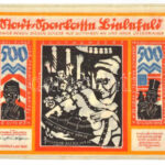 Németország / Weimari Köztársaság / Bielefeld / 1923. 500M vászon, bélyegzéssel T:UNC Germany / Weimar Republic / Bielefeld 1923. 500 Mark linen, with stamp C:UNC