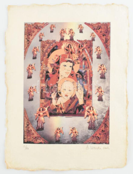 Szyksznian Wanda (1948-): Angyalok. Computer print, merített papír. Jelzett, számozott: 2/10. 22x15,5 cm