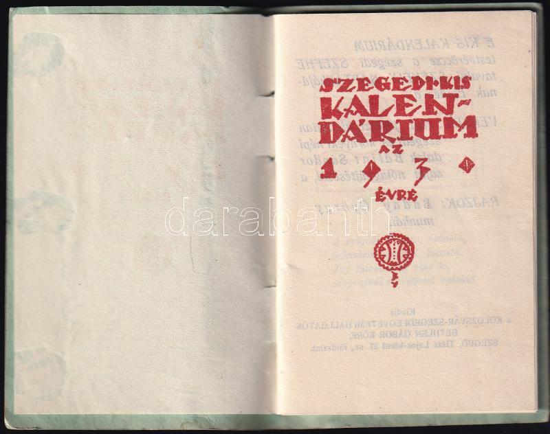 1930 Szegedi Kis Kalendárium zsebnaptár - Image 2