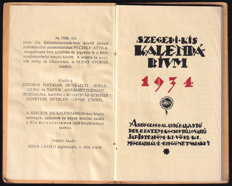 1934 Szegedi Kis Kalendárium zsebnaptár - Image 2