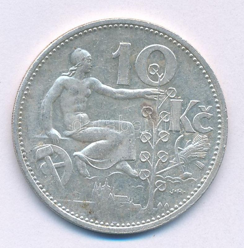 Csehszlovákia 1930. 10K Ag T:AU,XF Czechoslovakia 1930. 10 Korun Ag C:AU,XF