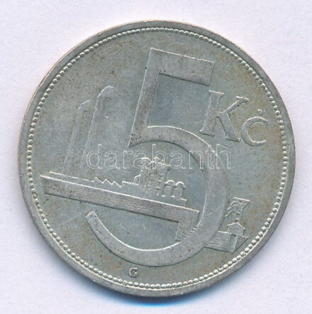 Csehszlovákia 1929. 5K Ag T:XF,VF patina Czechoslovakia 1929. 5 Korun Ag C:XF,VF patina Krause KM#11