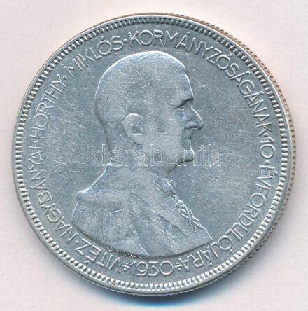 1930. 5P Ag 'Horthy jobbra' T:VF,F Adamo P8