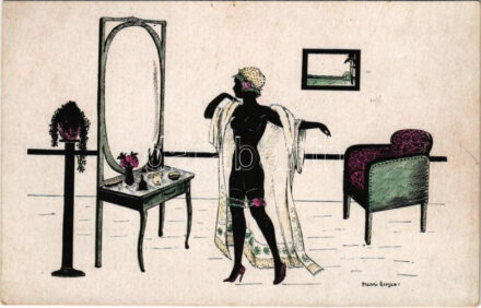 Erotic lady silhouette art postcard. 2044/1. s: Manni Grosze