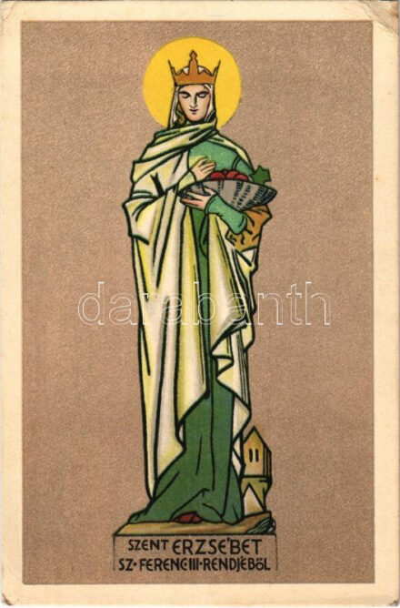 Szent Erzsébet. Szent Ferenc III. rendjéből. Unghváry Sándor festménye a Budapest-Pasaréti Ferences templomban s: Unghváry (EK)