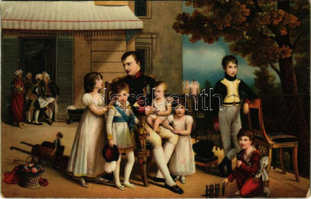 Napoleon I. und die Familie Murat / Napoleon with the Murat family, Stengel litho s: Ducis