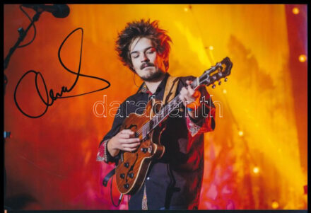 Clemens Rehbein német énekes, gitáros, a Milky Chance rockegyüttes tagjának autográf aláírása őt ábrázoló fotónyomaton, tanúsítvánnyal, 30x20 cm / Autograph signed photo of Clemens Rehbein German singer, guitarist, member of the