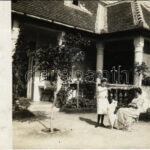 1910 Solymár, nyaraló kertjében. photo (lyukak / pinholes)