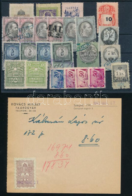 24 db osztrák és magyar illetékbélyeg