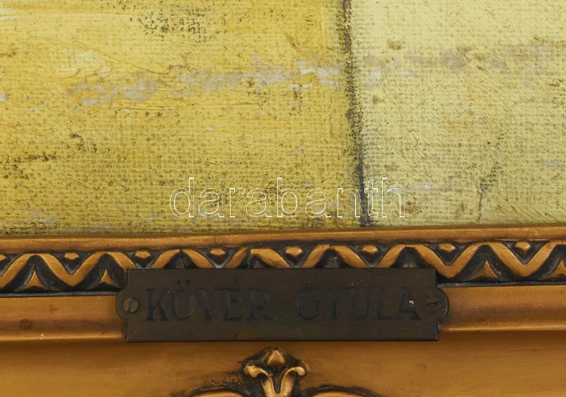 Kövér Gyula (1883-1972): Capri. Olaj, vászon, jelezve jobbra lent. Dekoratív, sérült, üvegezett fakeretben. 75x60 cm / Kövér Gyula (1883-1972): Capri. Oil on canvas, signed lower right, framed. 75x60 cm - Image 4