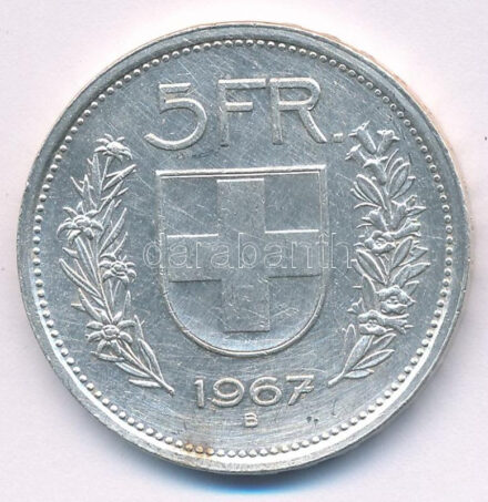 Svájc 1967B 5Fr Ag T:XF Switzerland 1967. 5 Francs Ag C:XF Krause KM#40