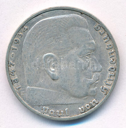 Német Harmadik Birodalom 1937E 2M Ag 'Hindenburg' T:XF patina, kis ph. German Third Reich 1937E 2 Mark Ag 'Hindenburg' C:XF patina, small edge error Krause KM#93