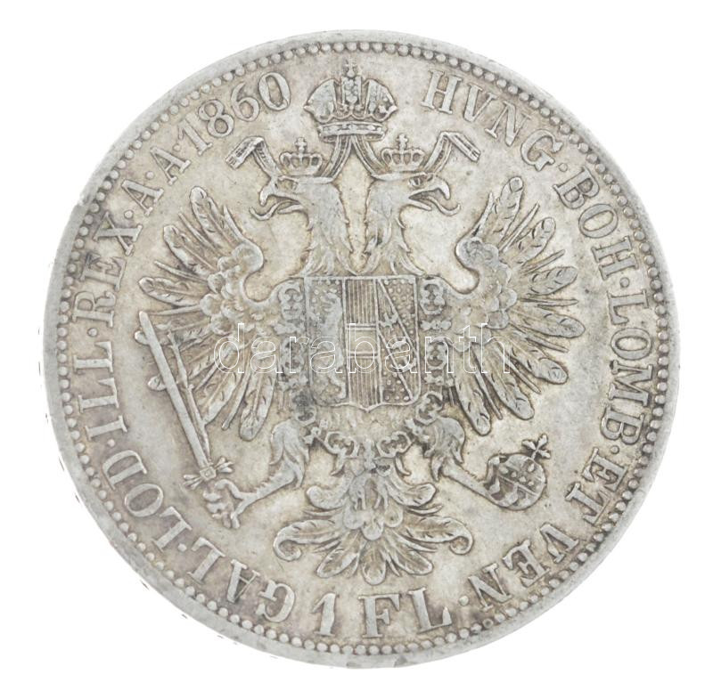 Ausztria 1860A 1Fl Ag 'Ferenc József' T:XF / Austria 1860A 1 Florin Ag 'Franz Joseph' C:XF Krause KM#2219