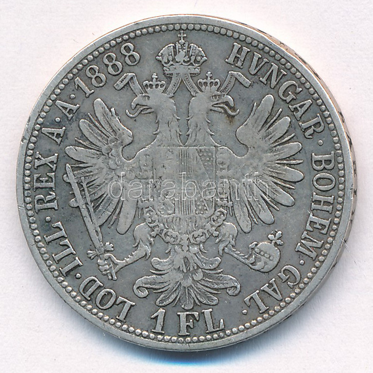 Ausztria 1888. 1Fl Ag 'Ferenc József' T:F patina Austria 1888. 1 Florin Ag 'Franz Joseph' C:F patina Krause KM#2222 - Image 2