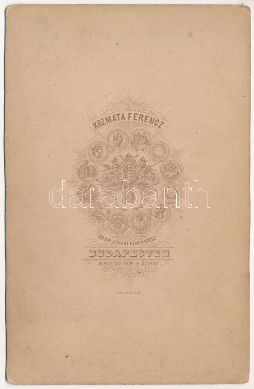 Blaha Lujza portré fotója. Keményhátú fotó Kozmata Ferenc Budapesten Kristóf tér 4. szám (10,9 x 16,8 cm) (EK) - Image 2