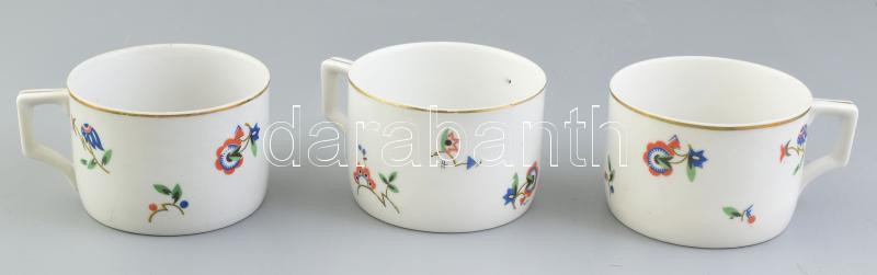Zsolnay 3 db art deco bögre Kézzel festett, jelzett, kis kopással 8 cm