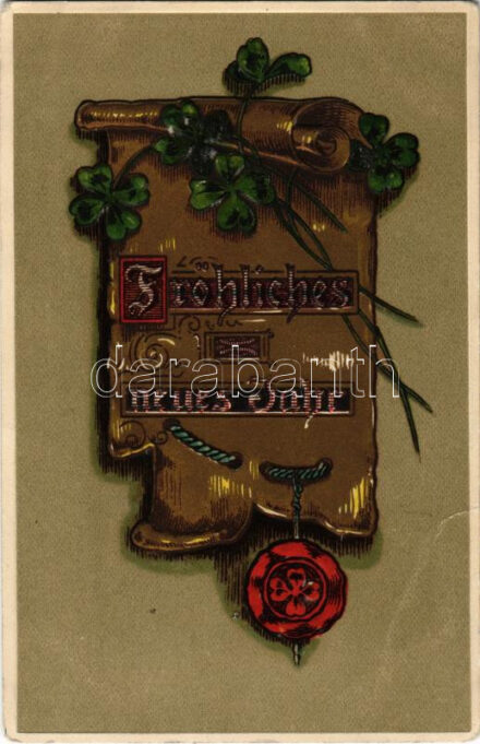 Fröhliches neues Jahr / New Year greeting, litho. HWB Series 4227. Emb. (EB)