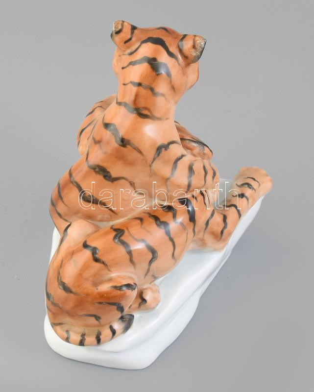 Herendi tigriskölykök, kézzel festett porcelán, jelzett, minimális kopásokkal, m: 17 cm - Image 2