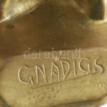 Gnädig Sándor (1887?-?): Testvéri szeretet, bronz, jelzett, kis kopásokkal, m: 12 cm - Image 3