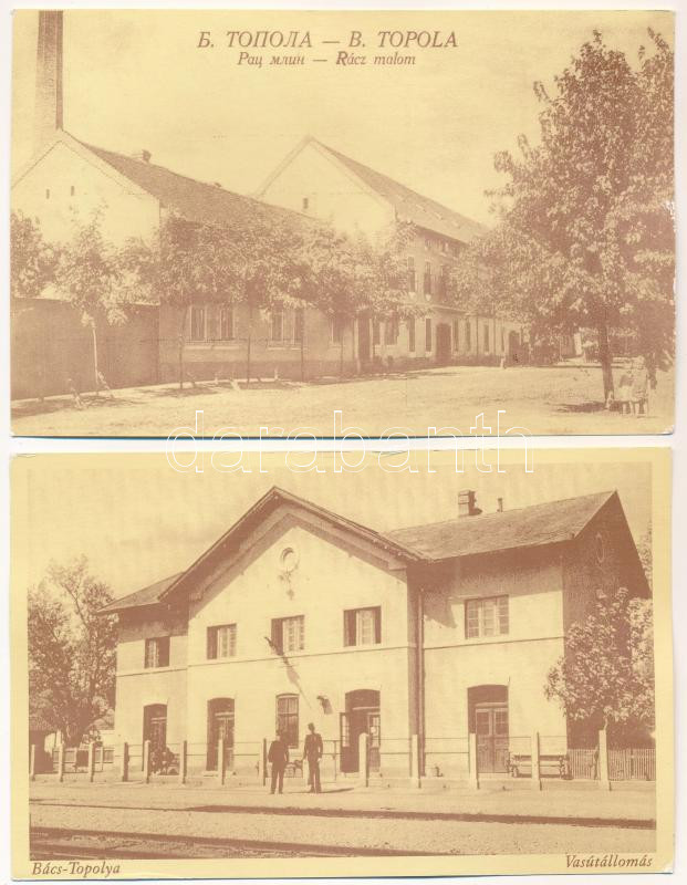 Topolya, Bácstopolya, Backa Topola; 16 db modern reprint képeslap tokban / 16 MODERN reprint postcards in case
