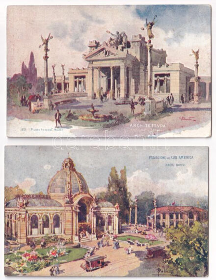 Milano, Milan; Cartolina Ufficiale dell' Esposizione di Milano 1906 - 2 unused pre-1945 postcards