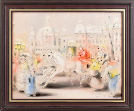 M. Horváth István (1952-): Városkép. Olaj, farost, jelezve jobbra lent, fakeretben, 40×50 cm